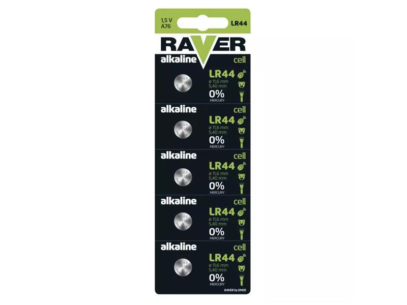 Baterie LR44 (A76) RAVER alkalická 5ks