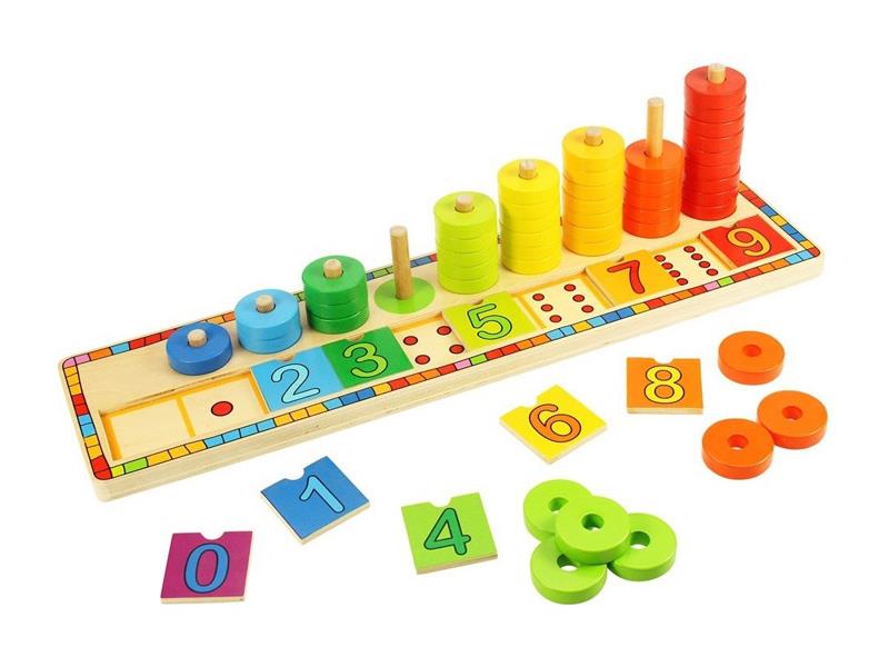 Dětská hra BIGJIGS TOYS Deska nasazování s čísly dřevěná