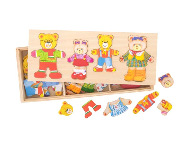 Dětské oblékací puzzle BIGJIGS TOYS Medvědí rodinka dřevěné