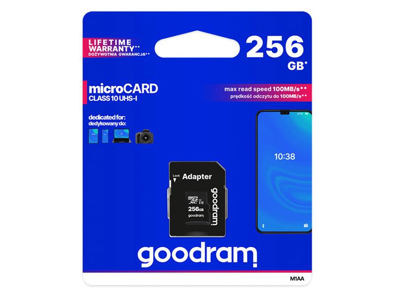 Karta paměťová GOODRAM micro SD 256 GB s adaptérem