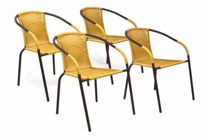 Garthen 35123 Sada 4 kusů zahradních židlí s polyratanovým výpletem - béžová Garthen
