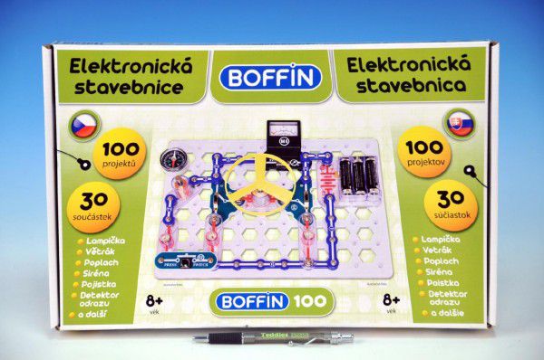 Boffin 100 Stavebnice elektronická 100 projektů na baterie 30ks v krabici 38x25x5cm Teddies