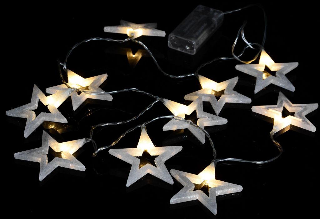 Nexos 57423 Vánoční dekorativní osvětlení - třpytivé hvězdy - 20 LED teple bílé Nexos