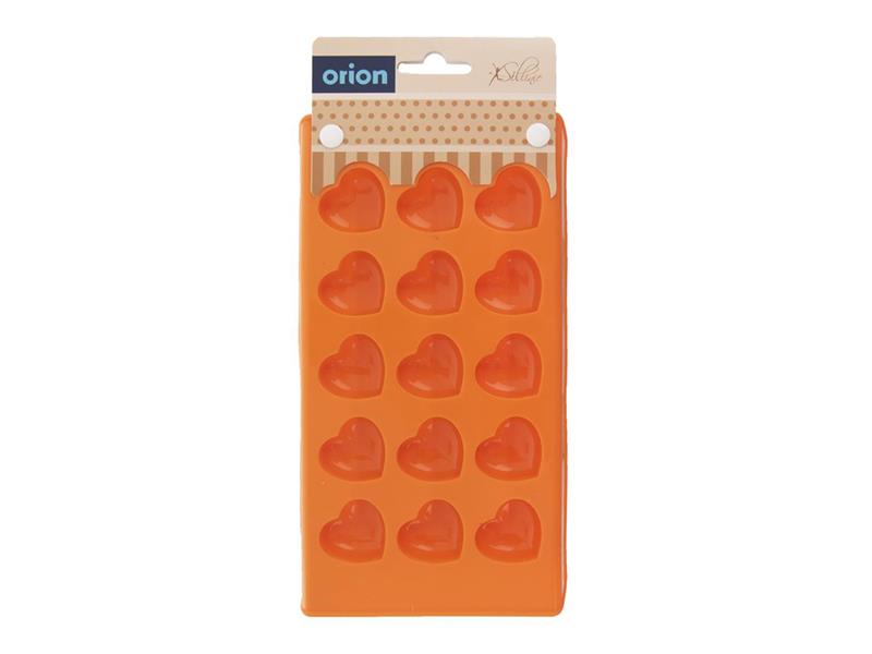 Forma na pečení ORION Srdce 15 silikon oranžová