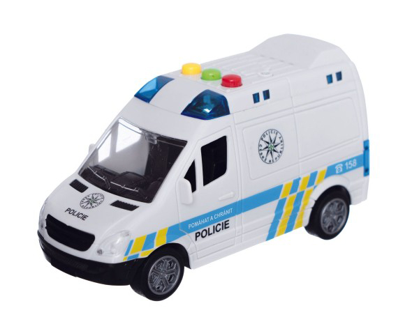 Dětská policejní dodávka na setrvačník TEDDIES se zvukem a světlem 15 cm