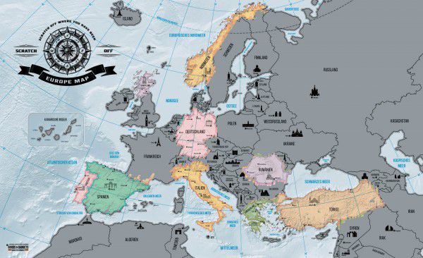 Stírací mapa Evropy Kokiska