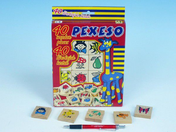 Pexeso dřevo společenská hra v krabici 17x25x2cm Teddies