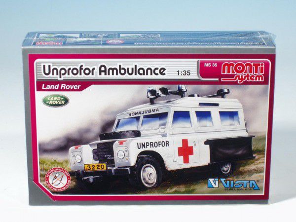 Monti 3Unprofor Ambulance Land Rover Stavebnice 1:3v krabici 22x15x6cm Teddies