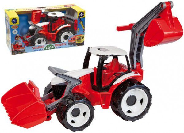 Teddies 48086 Traktor se lžící a bagrem plast červeno-bílý 65cm v krabici od 3 let Teddies