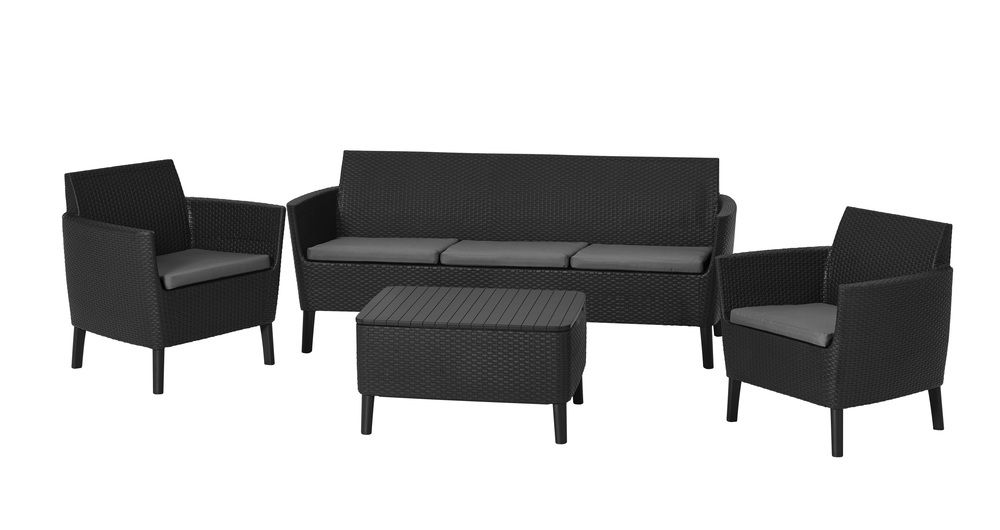 Allibert SALEMO 3 seater Zahradní polyratanový set - grafit Allibert