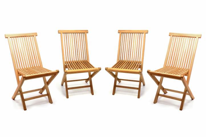 Divero 57023 Sada 4 kusů - zahradní skládací židle - týkové dřevo Divero