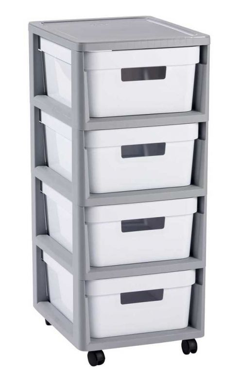 Curver INFINITY 57472 Regál se šuplíky 4x11L - bílý CURVER