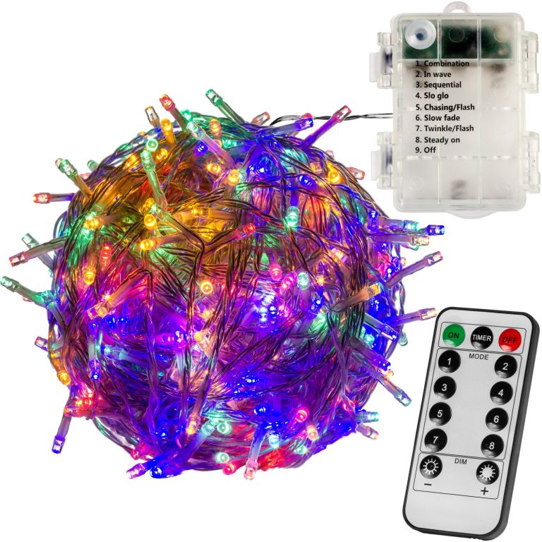 VOLTRONIC® 59577 Vánoční LED osvětlení 10 m - barevné 100 LED + ovladač BATERIE VOLTRONIC®