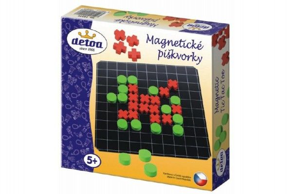 Magnetické piškvorky dřevo společenská hra v krabici 20x20x4cm Teddies