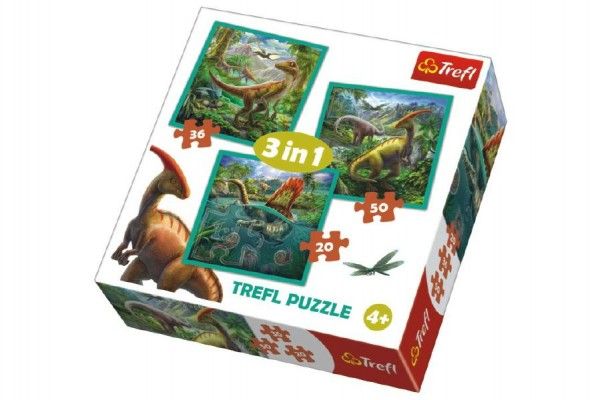 Puzzle 3v1 Svět Dinosaurů 20x19