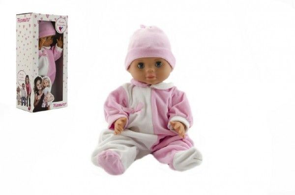 Hamiro panenka miminko 40cm pevné tělíčko růžovo-bílý obleček Teddies
