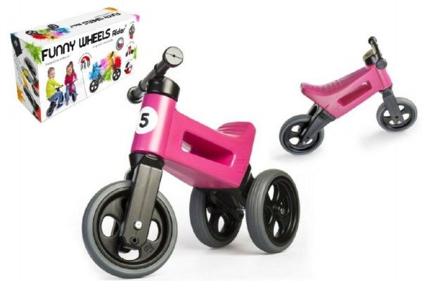 Teddies Funny Wheels Sport 2v1 růžové s gumovými koly Teddies