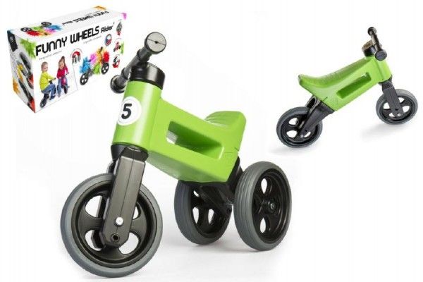 Teddies Funny Wheels Sport 2v1 zelené s gumovými koly Teddies