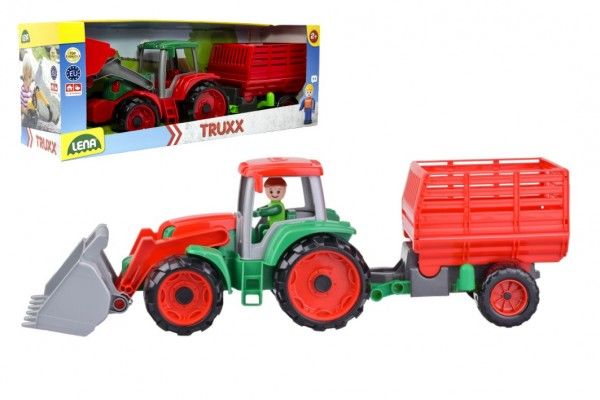 Lena Auto Truxx traktor nakladač s přívěsem na seno s figurkou Teddies