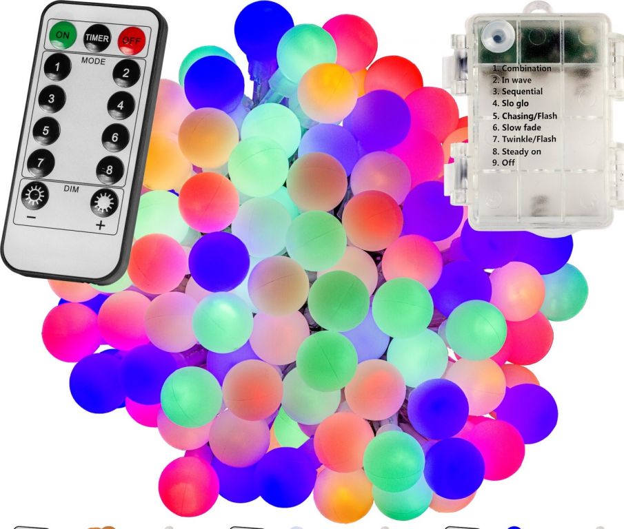 VOLTRONIC® Párty LED osvětlení 5 m - barevné 50 diod - BATERIE VOLTRONIC®