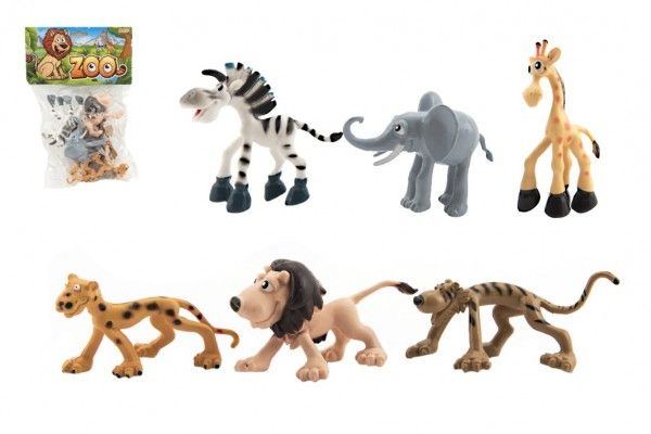 Teddies Zvířátka safari ZOO plast 9-10cm 6ks v sáčku Teddies