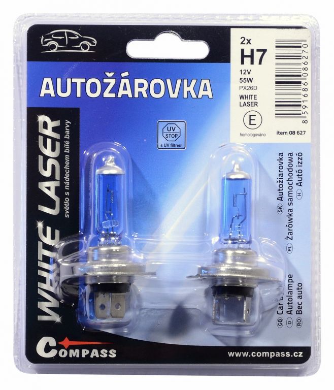 Compass White Laser H7 PX26d 12V 55W 2ks Compass