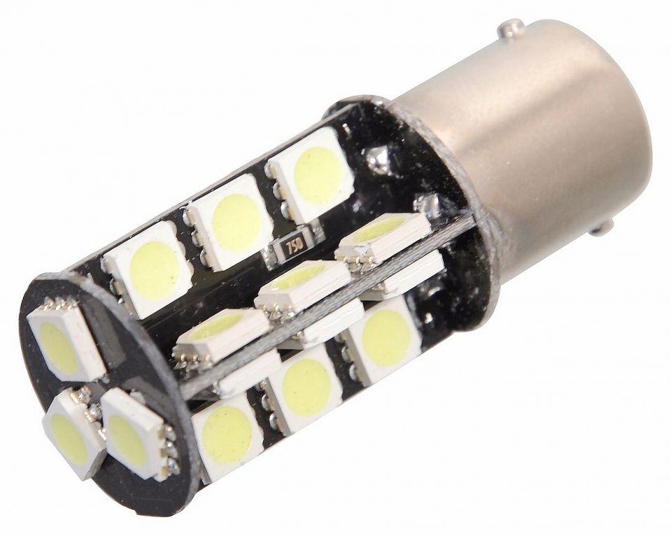 Žárovka 27 SMD LED 12V Ba15S s rezistorem CAN-BUS ready bílá Compass