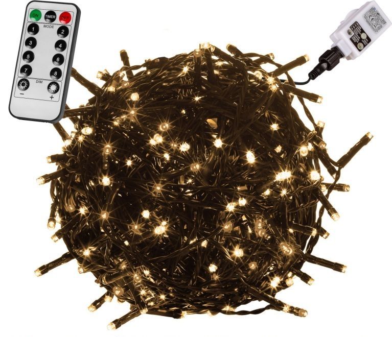 VOLTRONIC® 59749 Vánoční LED osvětlení 60 m - teple bílá 600 LED + ovladač - zelený kabel VOLTRONIC®