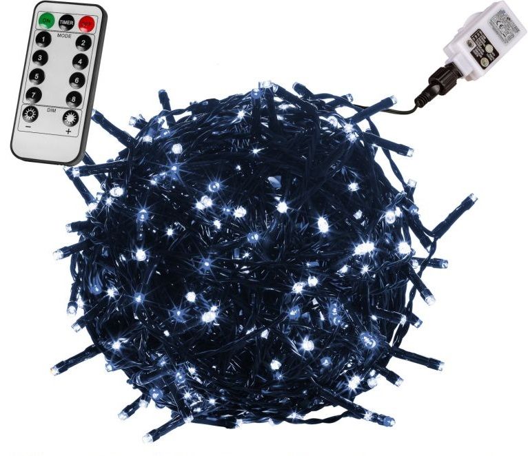 VOLTRONIC® 59746 Vánoční LED osvětlení 20 m - studená bílá 200 LED + ovladač - zelený kabel VOLTRONIC®
