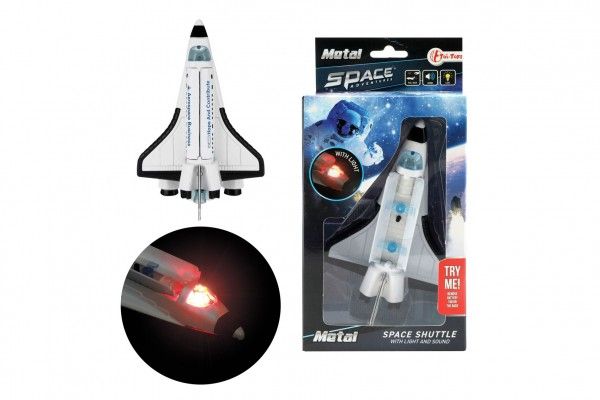 Teddies Raketoplán kov/plast 15cm na zpětné natažení na bat. se světlem se zvukem Teddies