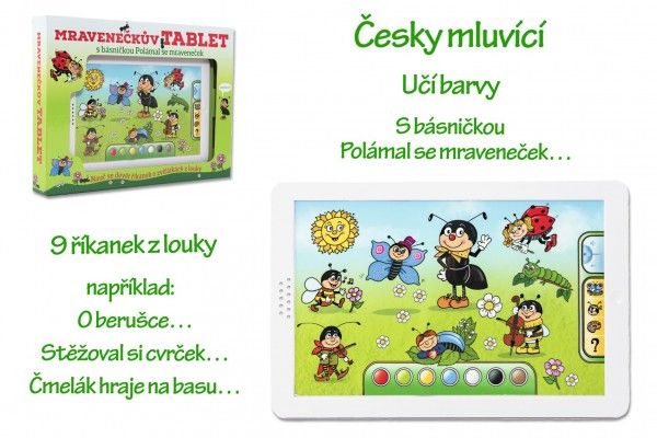 Teddies Mravenečkův tablet plast 30x20x2 cm na baterie se zvukem