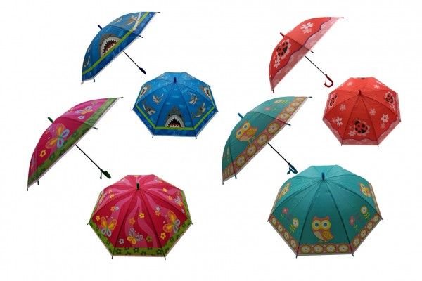 Deštník 66 cm vystřelovací s píšťalkou mix barev Teddies