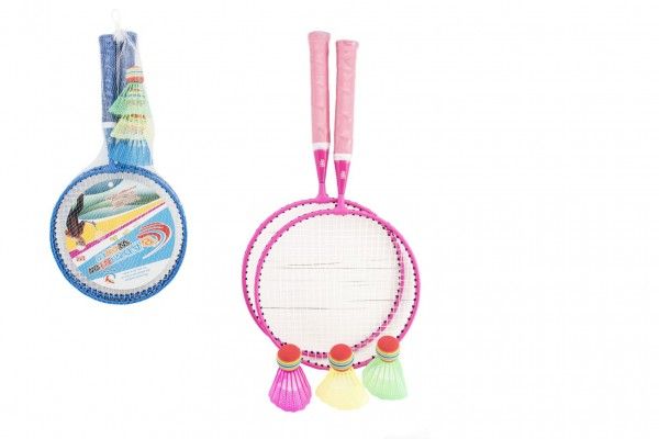 Badminton sada dětská kov/plast 2 pálky + 3 košíčky 2 barvy Teddies