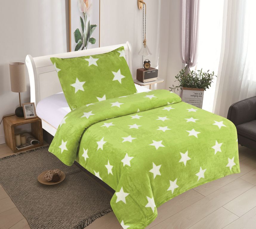 Jahu Povlečení mikroflanel Stars limeta 140x200 70x90 JAHU