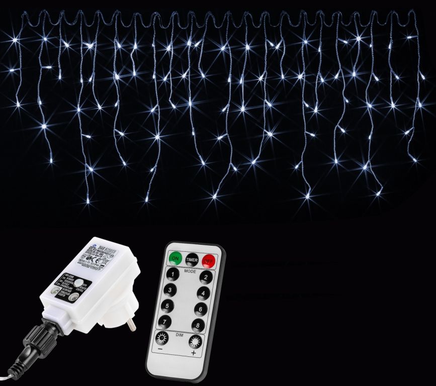 VOLTRONIC® 59794 Vánoční světelný déšť 400 LED studená bílá - 10 m + ovladač VOLTRONIC®