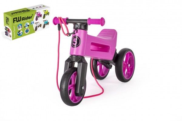 Teddies FUNNY WHEELS Rider SuperSport fialové 2v1+popruh 28/30cm Teddies