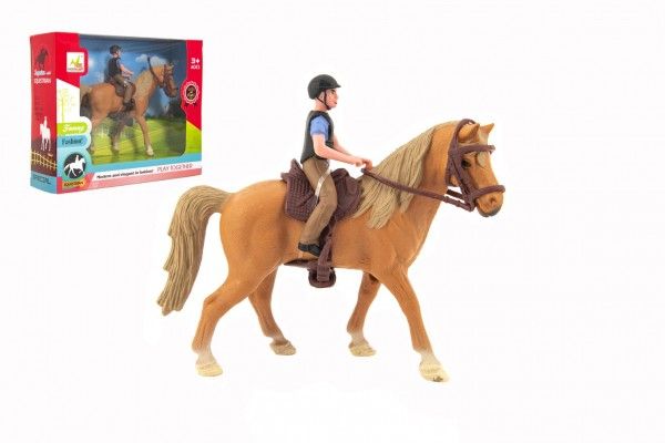 Kůň + žokej plast 15cm v krabici 20x16x5