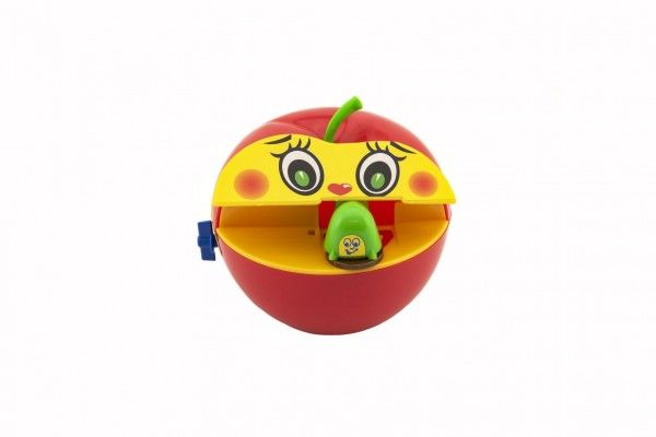 Pokladnička červené jablko s červíkem na klíček plast 11x10cm v krabičce 11x11x10cm Teddies