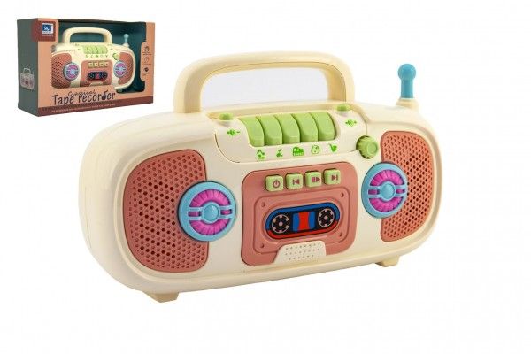 Rádio dětské plast na baterie se zvukem se světlem v krabici 27x18x10cm Teddies