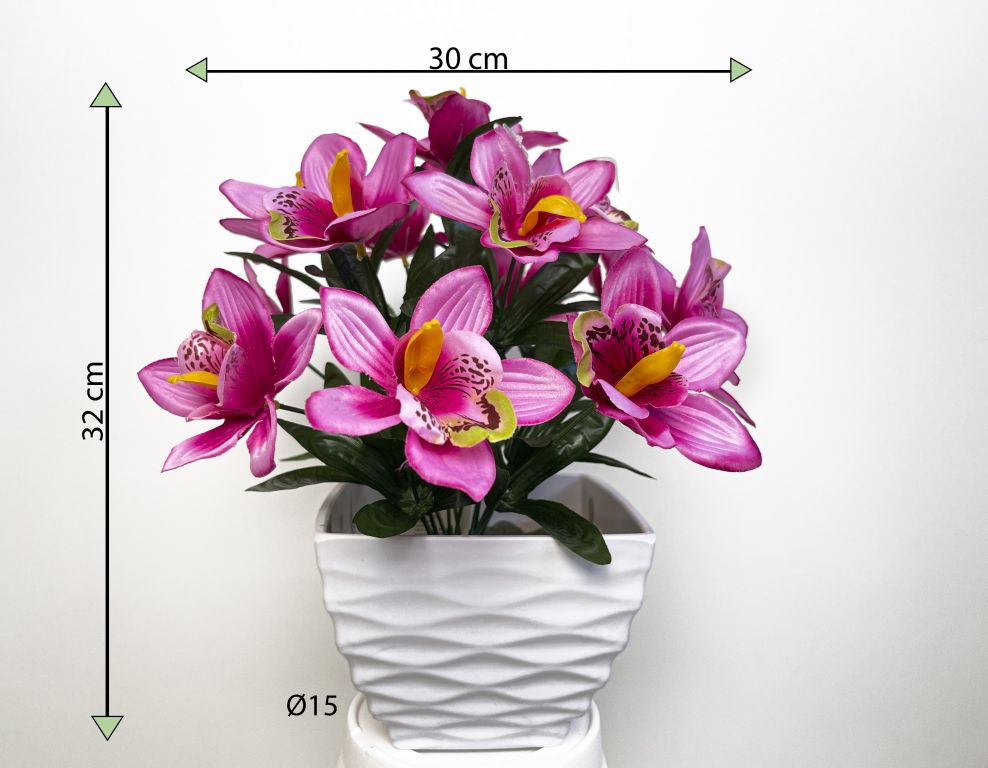 Umělá květina - orchidej v květináči - světle růžová