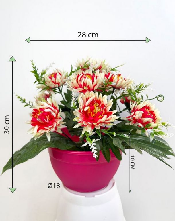 Dekorativní umělá chryzantéma v květináči
