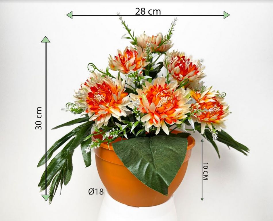 Dekorativní umělá chryzantéma v květináči