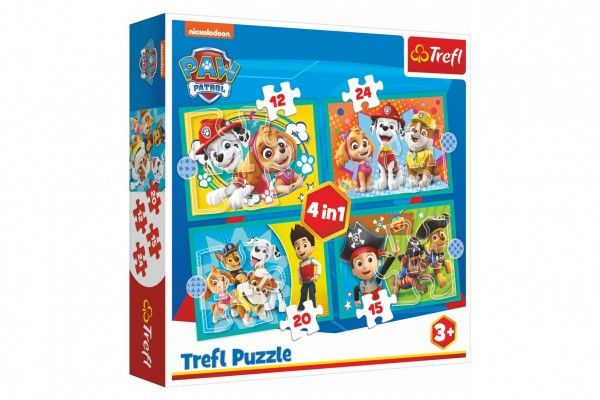 Puzzle 4v1 Šťastný tým Paw Patrol/Tlapková Patrola v krabici 28x28x6cm Teddies