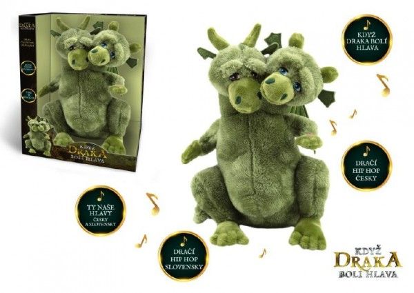 Drak Čmoudík plyš česky/slovensky zpívající 30cm na baterie Když draka bolí hlava v krabici 26x36x15 Teddies