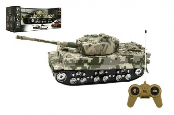 Teddies Tank RC T-80 plast 25cm s dobíjecím packem+adaptér na baterie asst 2 druhy v krabici Teddies