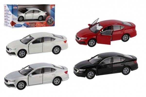 Auto Welly Škoda Octavia kov/plast 11cm 1:34 na volný chod 4 barvy v krabičce 15x7x7cm Teddies