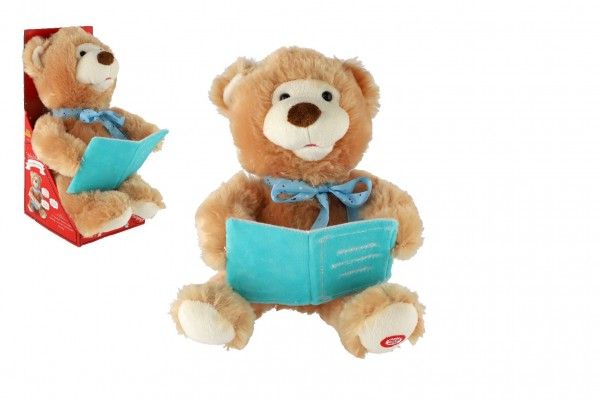 Medvěd vyprávějící pohádky slovensky mluvící plyš 28cm na baterie v krabici 14x31x18cm 18m+ Teddies