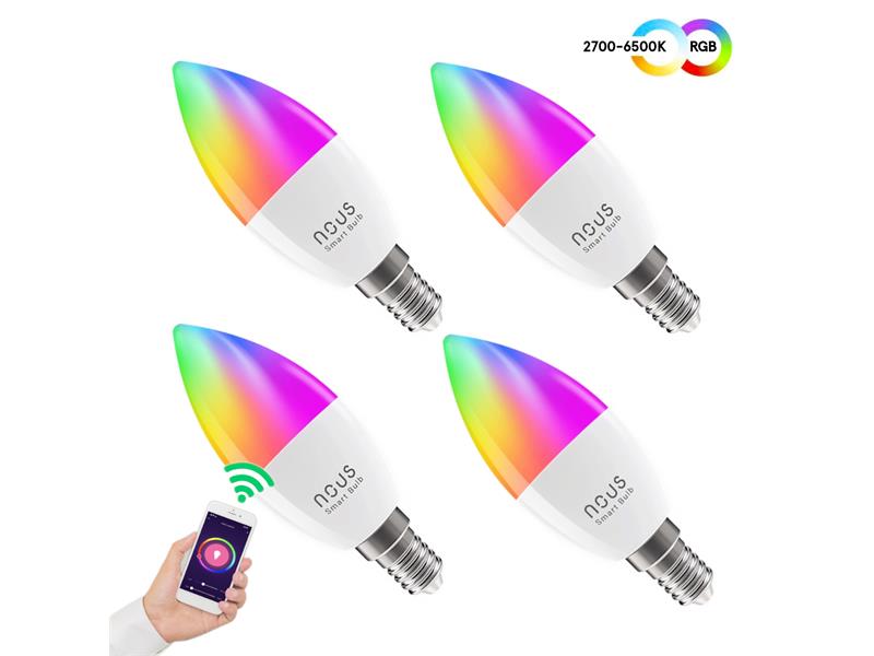 Smart sada LED žárovek E14 4.5W RGB NOUS P4/4 WiFi Tuya