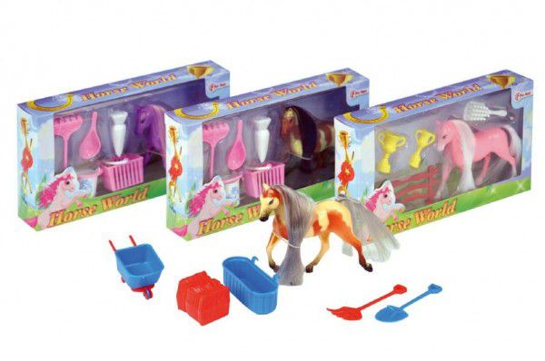 Kůň Poník s doplňky plast asst 6 druhů v krabičce 20x11x3cm Teddies