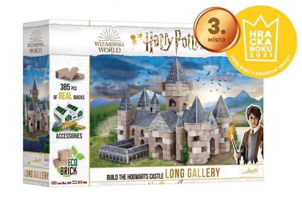 Stavějte z cihel Harry Potter - Dlouhá galerie stavebnice Brick Trick v krabici 40x27x9cm Teddies